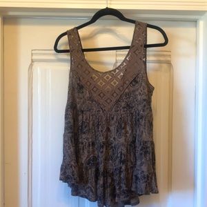 FREE PEOPLE Lace Front Tank Top